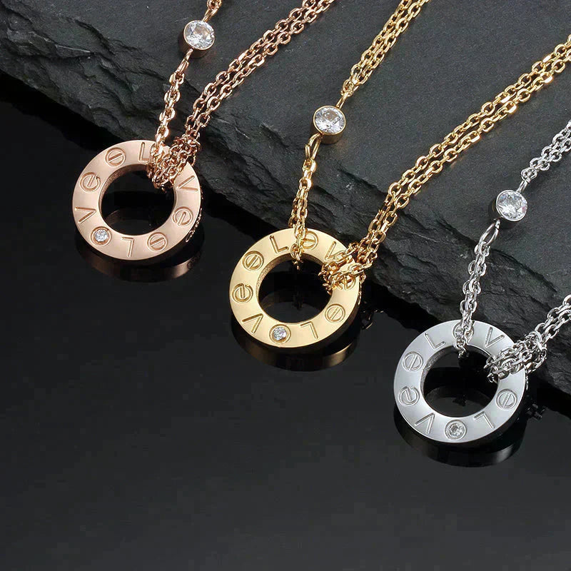 [CA]LOVE NECKLACE 16MM 2 DIAMONDS