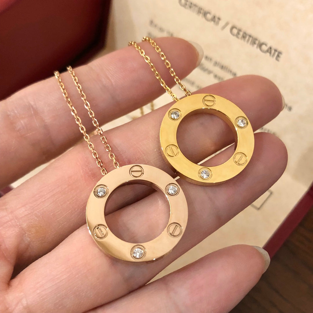 [CA]LOVE NECKLACE 16MM 3 DIAMONDS