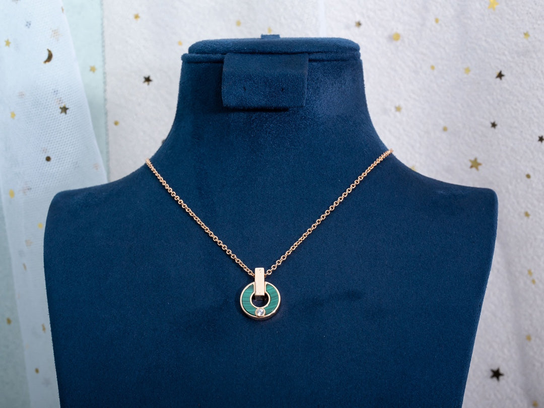 [CA]GARI NECKLACE PINK GOLD MALACHITE