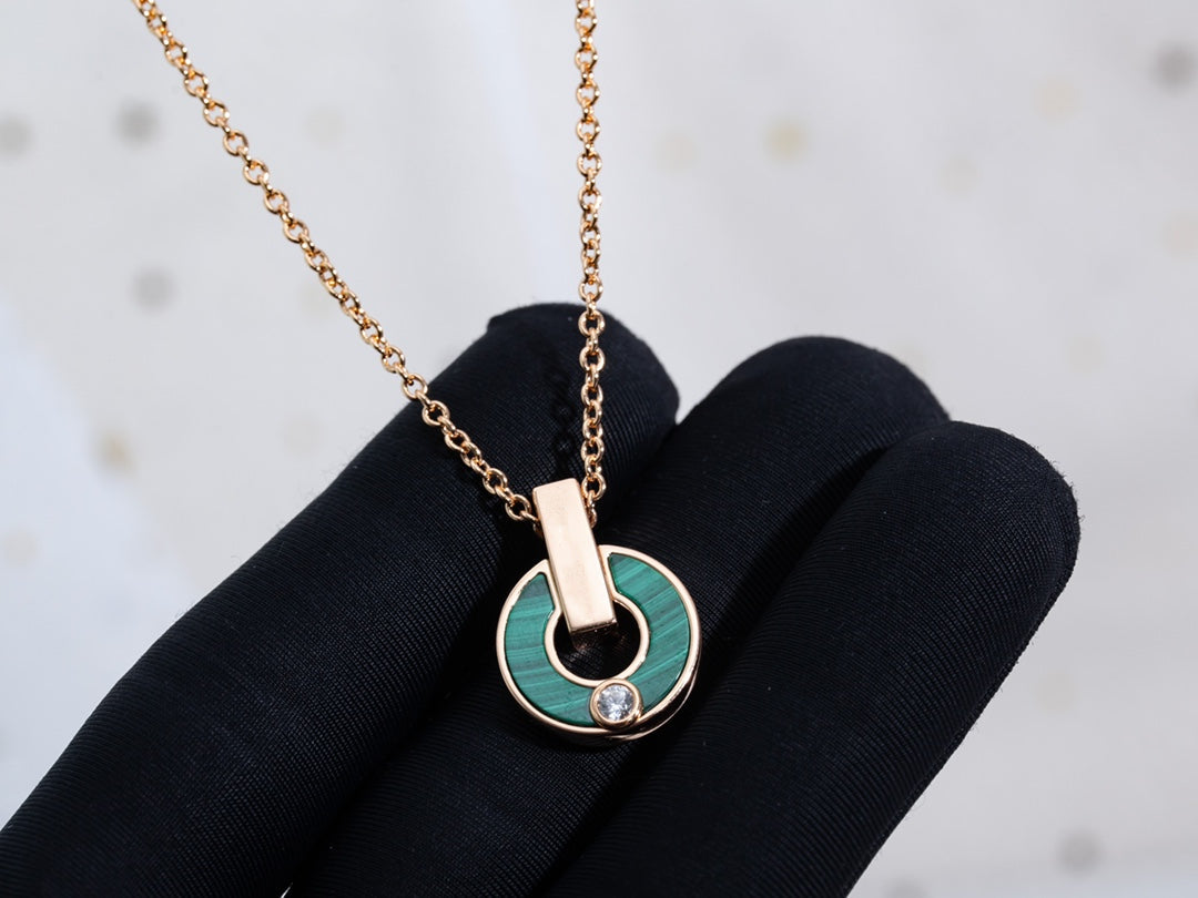 [CA]GARI NECKLACE PINK GOLD MALACHITE