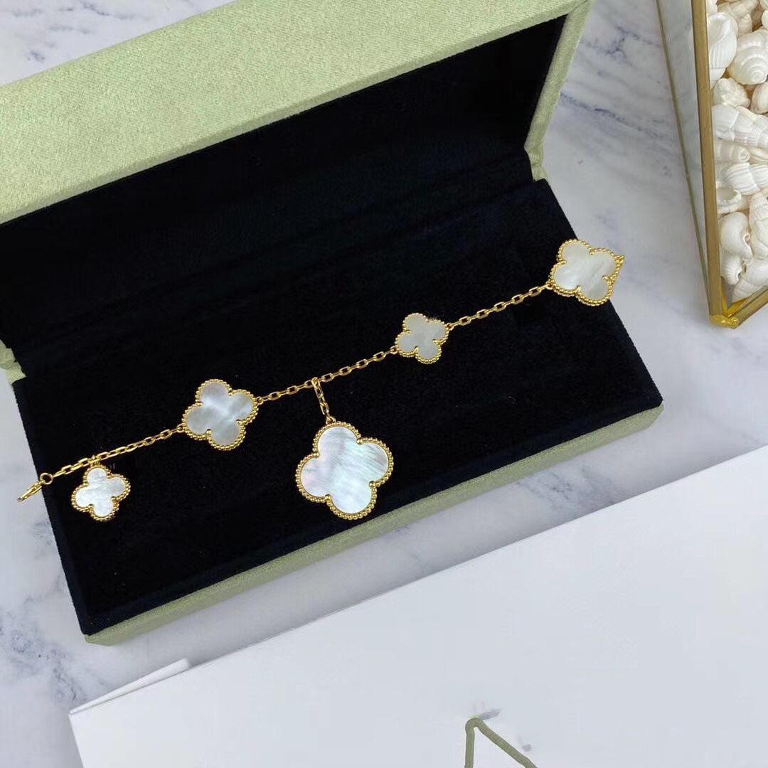 [CA]MAGIC CLOVER MOP GOLD BRACELET 5 MOTIFS