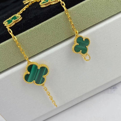 [CA]MAGIC CLOVER MALACHITE GOLD BRACELET 5 MOTIFS