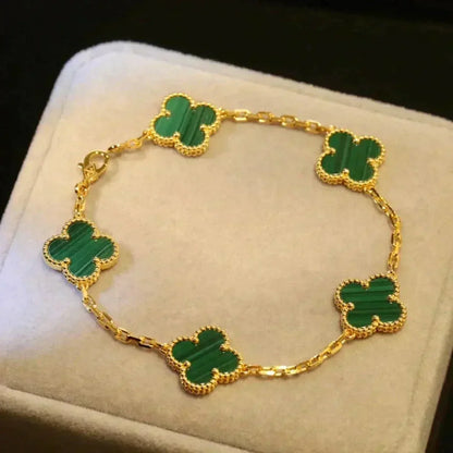 [CA]CLOVER 5 MOTIFS MALACHITE BRACELET