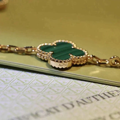 [CA]CLOVER 5 MOTIFS MALACHITE BRACELET