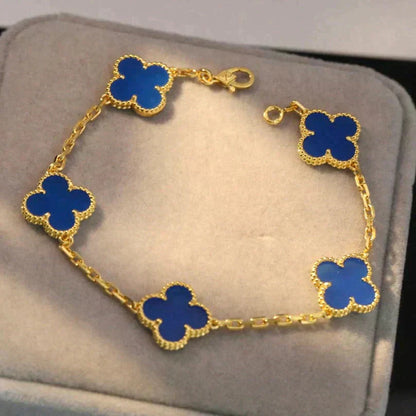 [CA]CLOVER 5 MOTIFS BLUE AGATE BRACELET