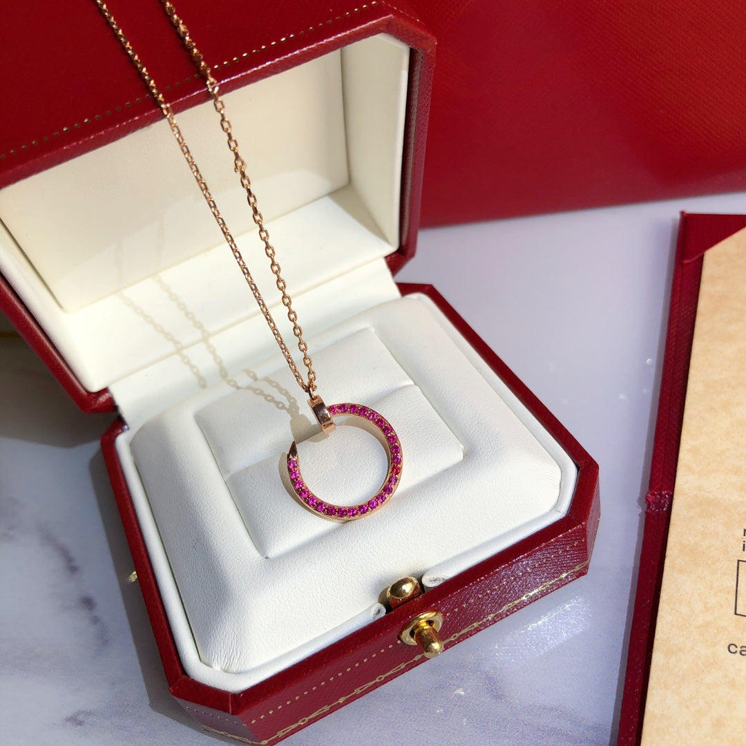 [CA]JUSTE NECKLACE GOLD RED DIAMONDS