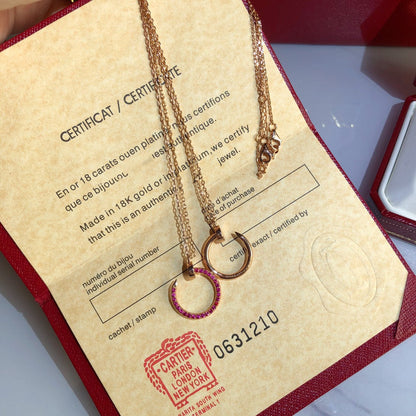 [CA]JUSTE NECKLACE GOLD RED DIAMONDS