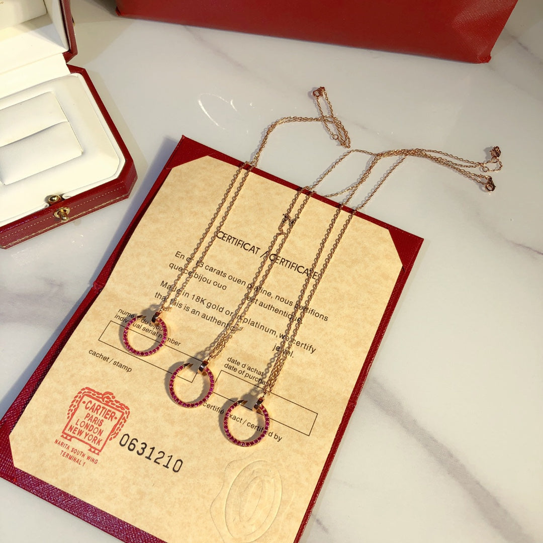 [CA]JUSTE NECKLACE GOLD RED DIAMONDS