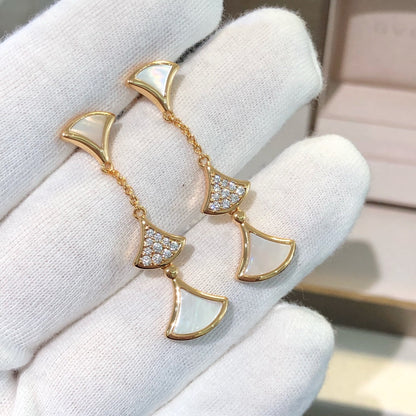 [CA]DREAM EARRINGS 3 MOTIFS DIAMOND MOP PINK GOLD