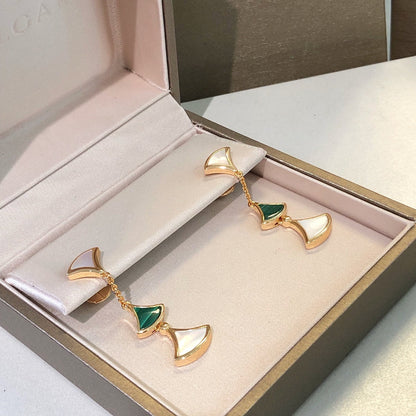 [CA]DREAM EARRINGS 3 MOTIFS MALACHITE MOP PINK GOLD