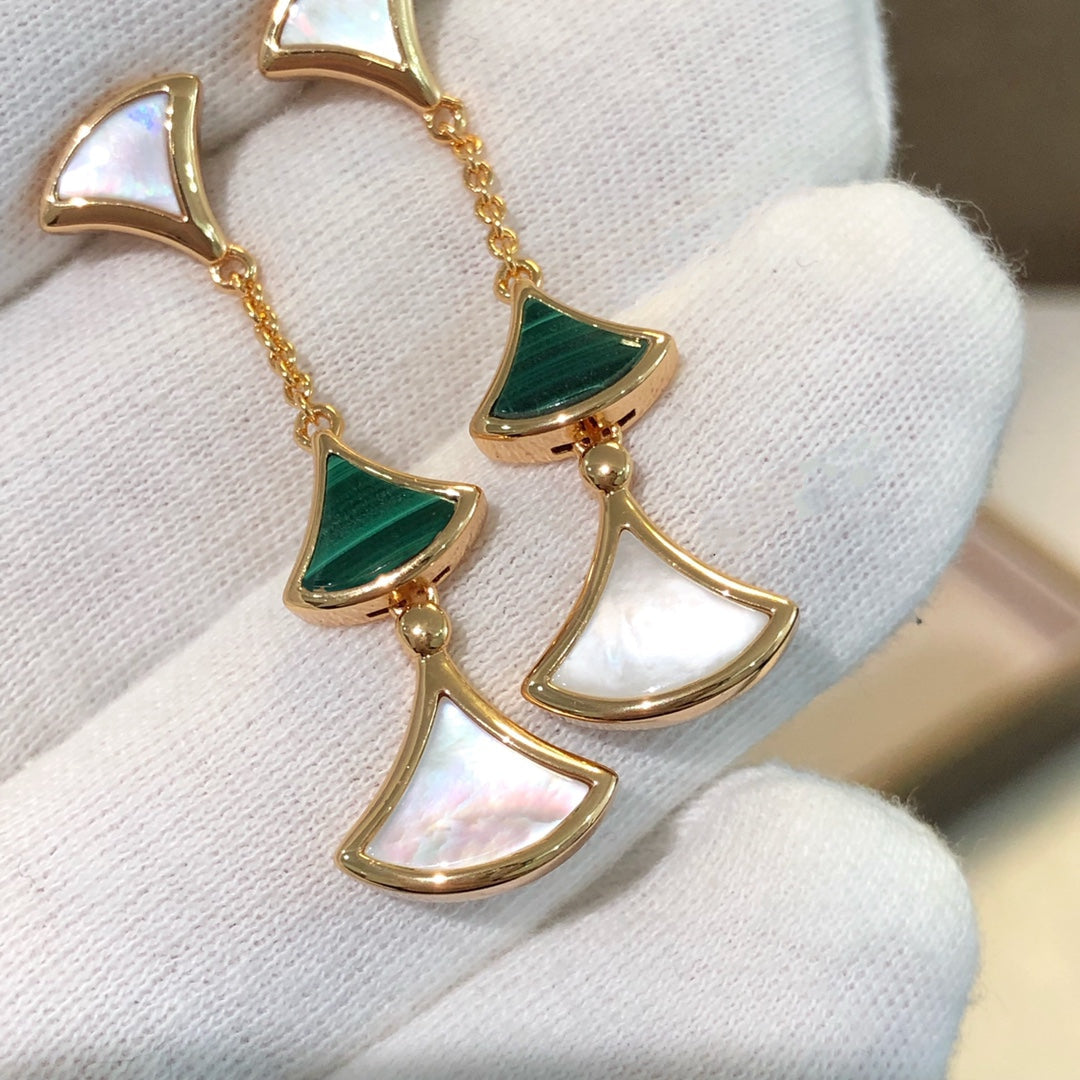 [CA]DREAM EARRINGS 3 MOTIFS MALACHITE MOP PINK GOLD