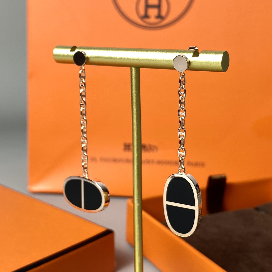 [CA]CHAINE VERSO BLACK CERAMIC EARRINGS