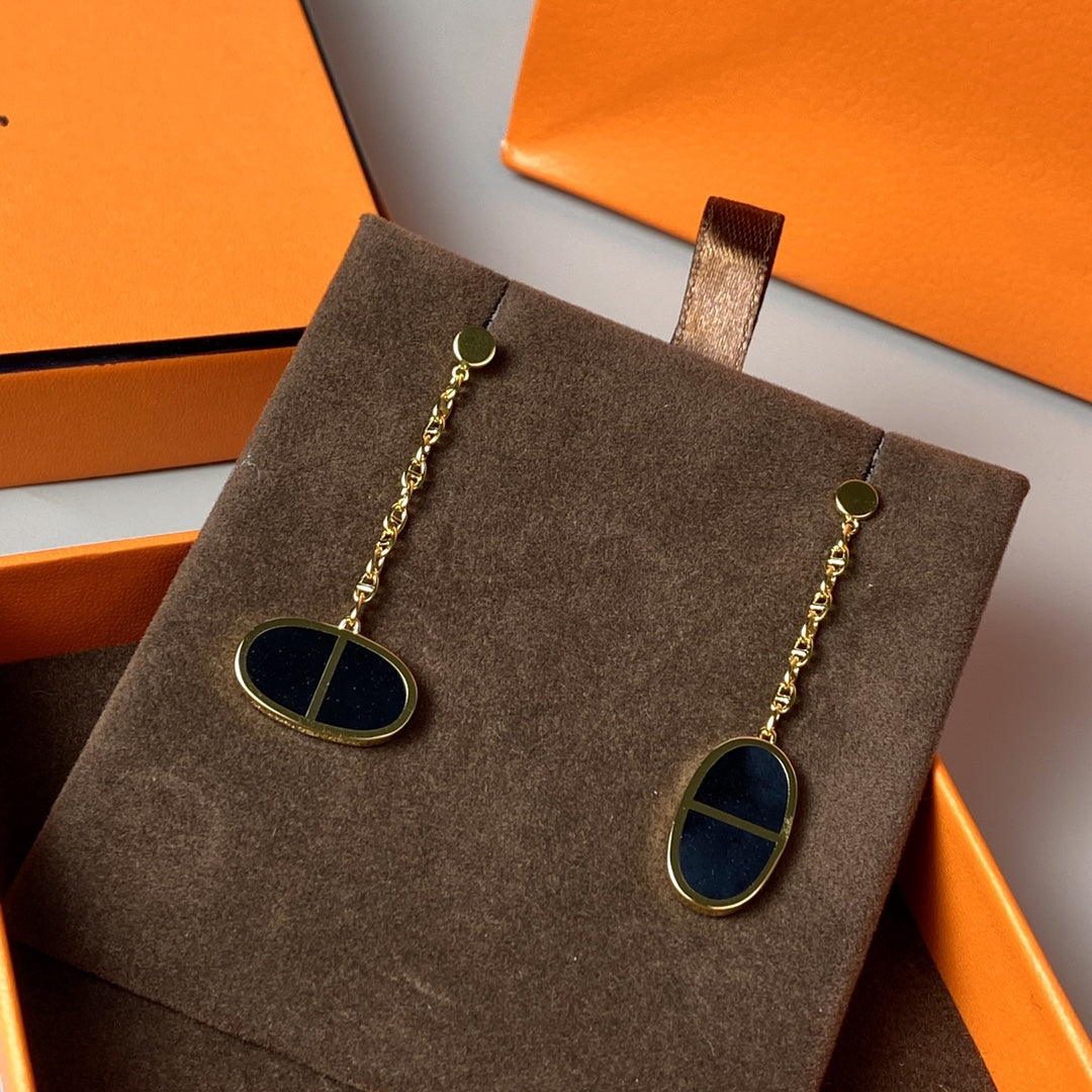 [CA]CHAINE VERSO BLACK CERAMIC EARRINGS