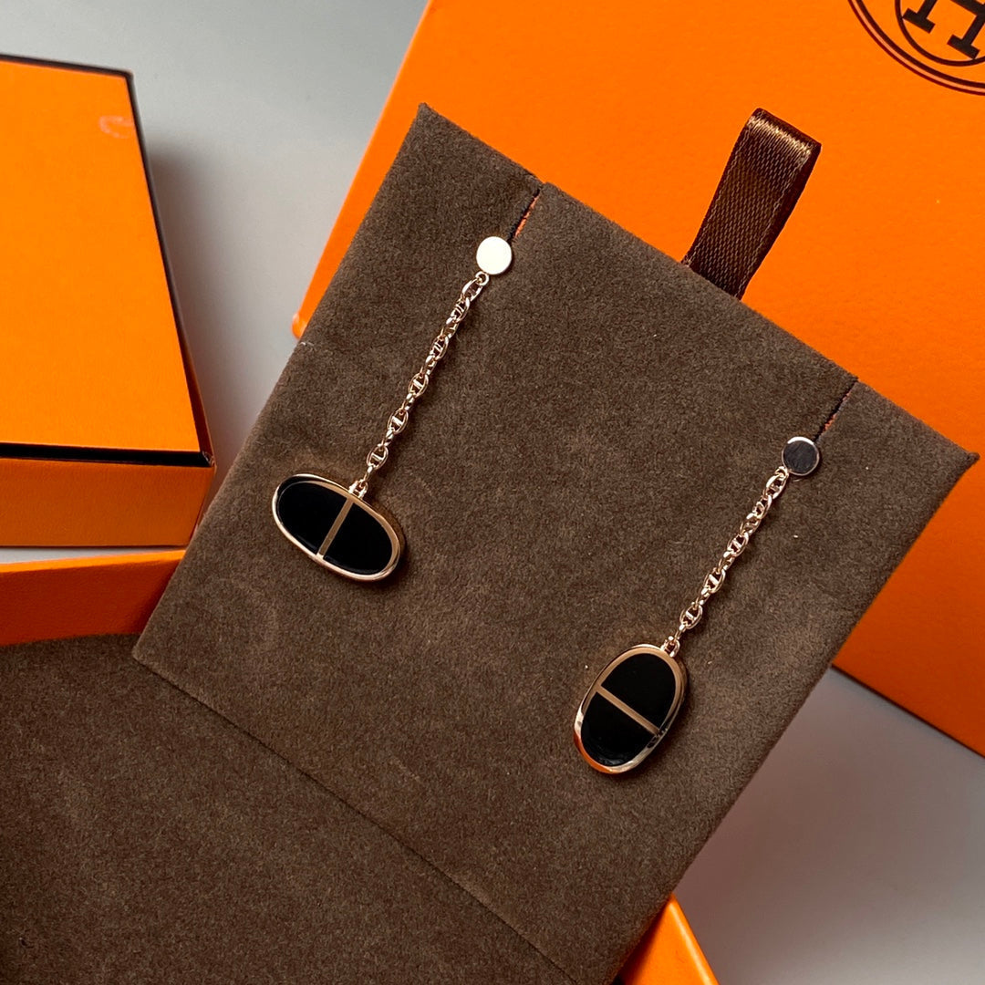 [CA]CHAINE VERSO BLACK CERAMIC EARRINGS