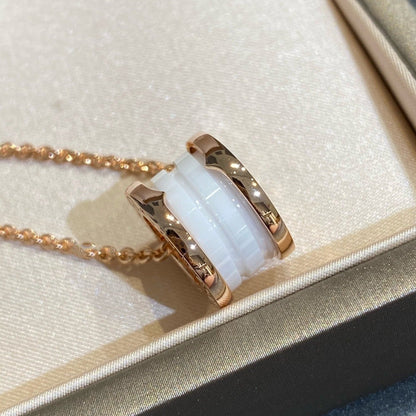 [CA]ZERO 1 WHITE CERAMIC PINK GOLD NECKLACE