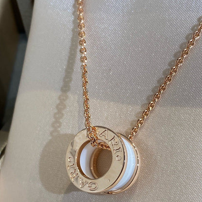 [CA]ZERO 1 WHITE CERAMIC PINK GOLD NECKLACE