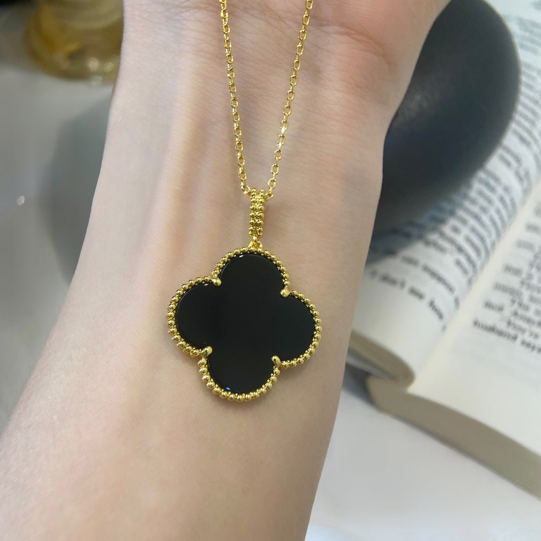 [CA]CLOVER 25MM NECKLACE GOLD ONYX