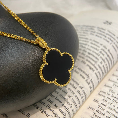 [CA]CLOVER 25MM NECKLACE GOLD ONYX