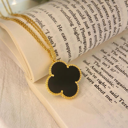 [CA]CLOVER 25MM NECKLACE GOLD ONYX