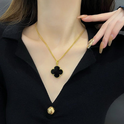 [CA]CLOVER 25MM NECKLACE GOLD ONYX