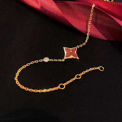 [CA]COLOR STAR CARNELIAN PINK GOLD DIAMOND BRACELET