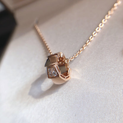 [CA]SERPENTI PEDANT DIAMOND PINK GOLD NECKLACE