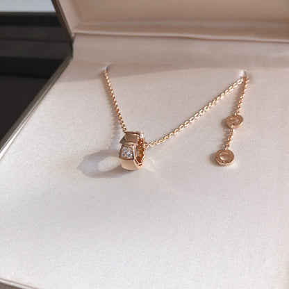 [CA]SERPENTI PEDANT DIAMOND PINK GOLD NECKLACE