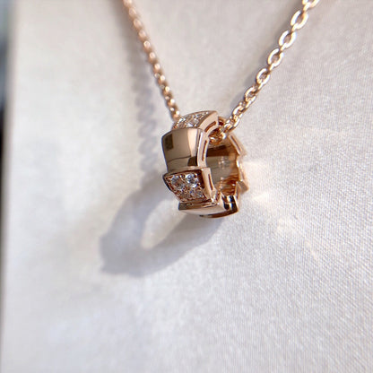 [CA]SERPENTI PEDANT DIAMOND PINK GOLD NECKLACE