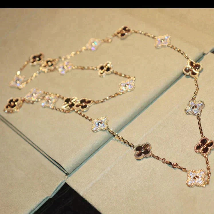 [CA]CLOVER 20 MOTIFS LASER DIAMOND NECKLACE