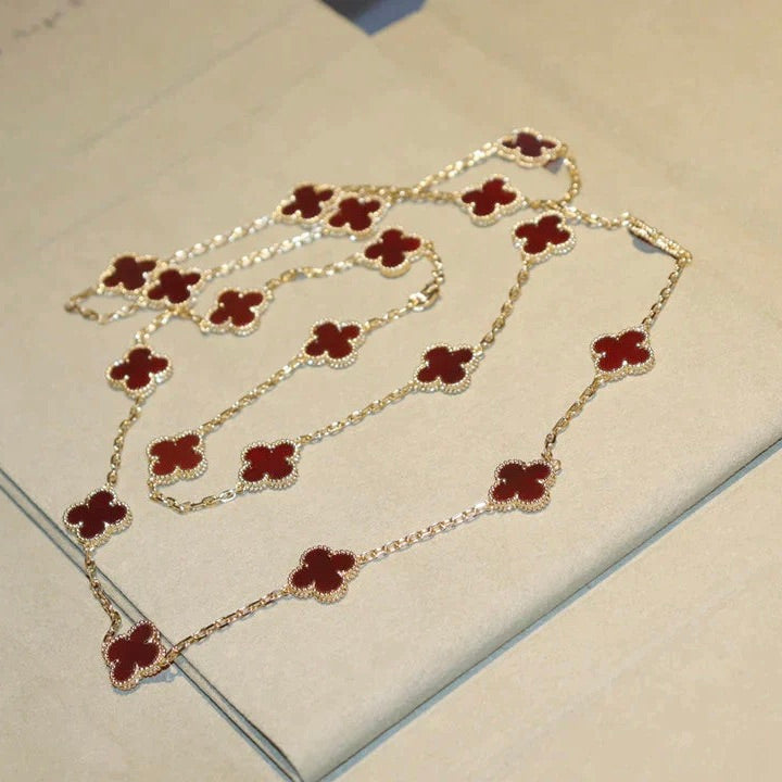 [CA]CLOVER 20 MOTIFS CARNELIAN NECKLACE