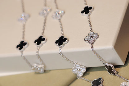 [CA]CLOVER 20 MOTIFS ONYX DIAMOND SILVER