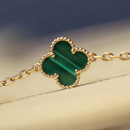 [CA]CLOVER 20 MOTIFS MALACHITE DIAMOND NECKLACE