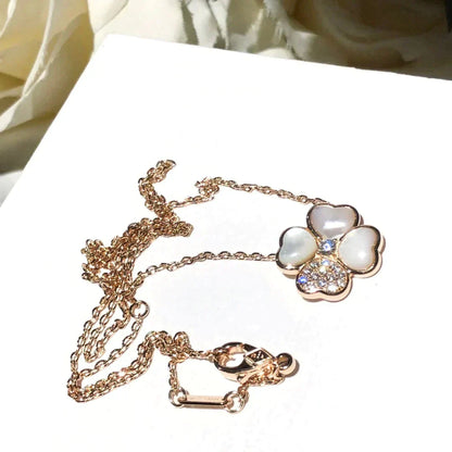 [CA]CLOVER MOP DIAMOND ROSE GOLD NECKLACE