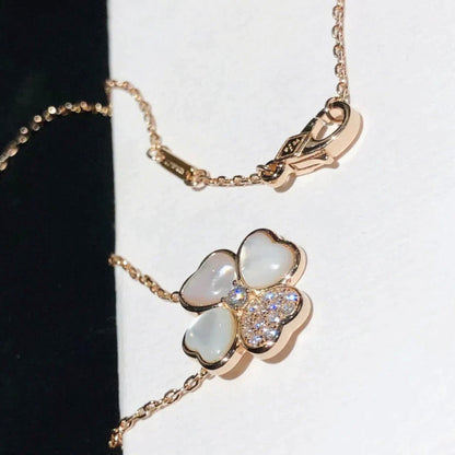 [CA]CLOVER MOP DIAMOND ROSE GOLD NECKLACE