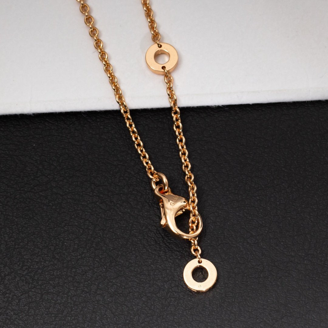 [CA]ZERO 1 WHITE CERAMIC PINK GOLD DIAMOND NECKLACE