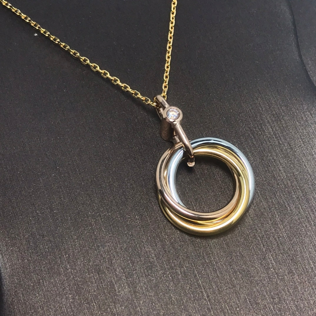 [CA]TRINITY SILVER GOLD PINK GOLD NECKLACE