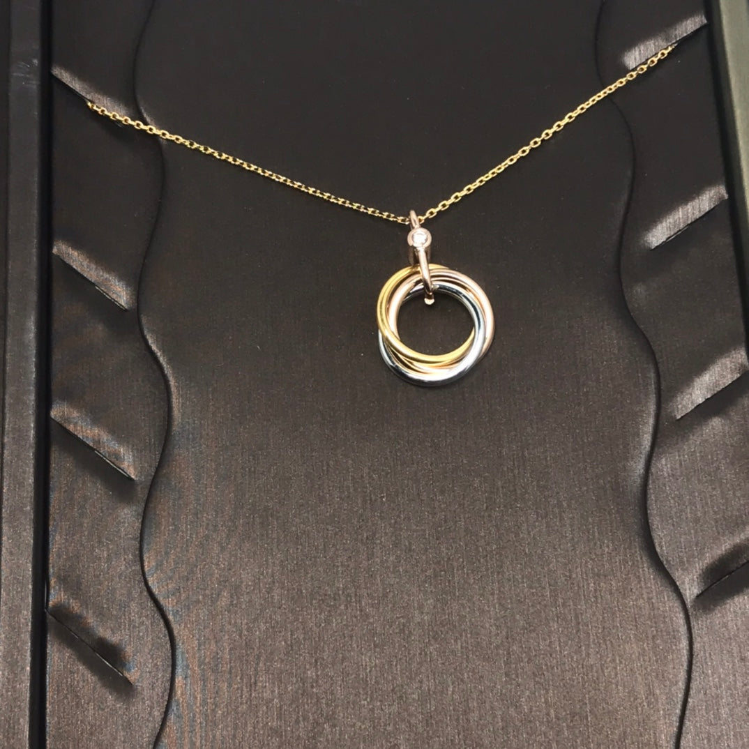 [CA]TRINITY SILVER GOLD PINK GOLD NECKLACE