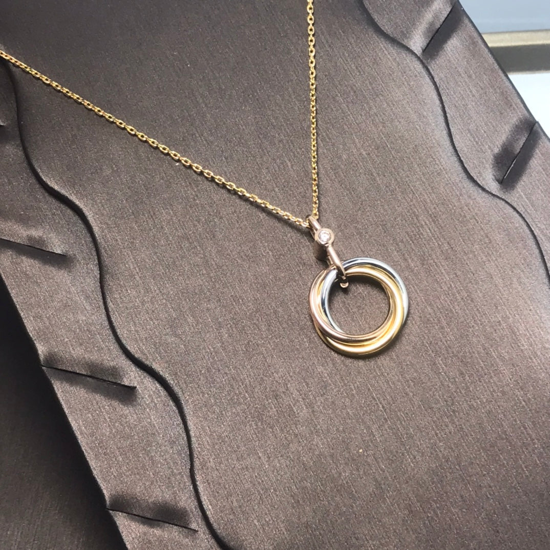 [CA]TRINITY SILVER GOLD PINK GOLD NECKLACE