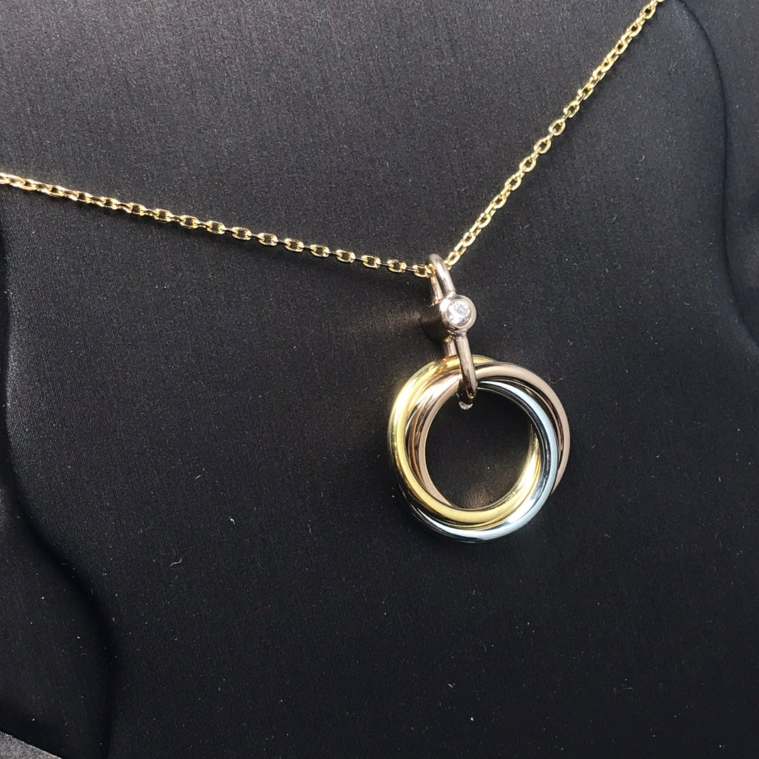 [CA]TRINITY SILVER GOLD PINK GOLD NECKLACE