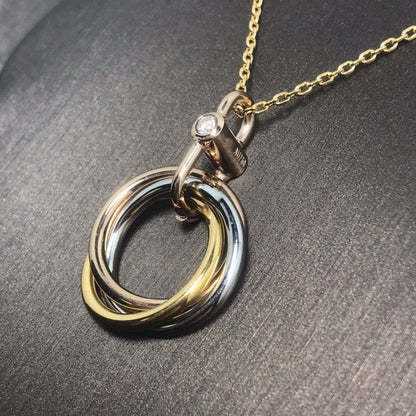 [CA]TRINITY SILVER GOLD PINK GOLD NECKLACE