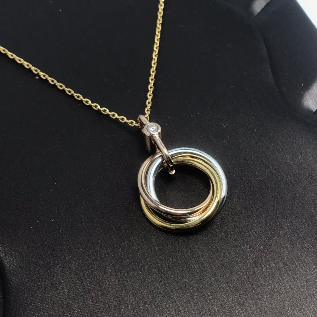 [CA]TRINITY SILVER GOLD PINK GOLD NECKLACE