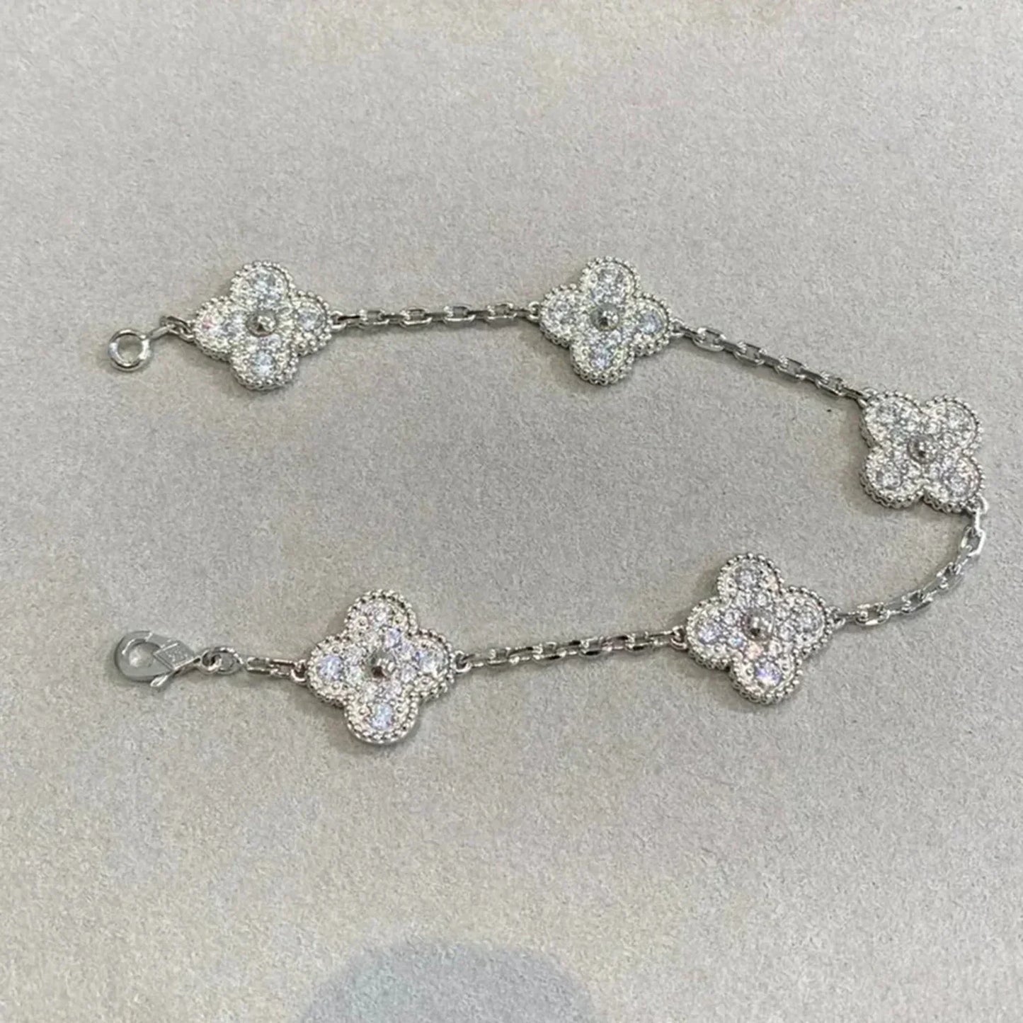 [CA]CLOVER 5 MOTIFS  DIAMOND BRACELET SILVER