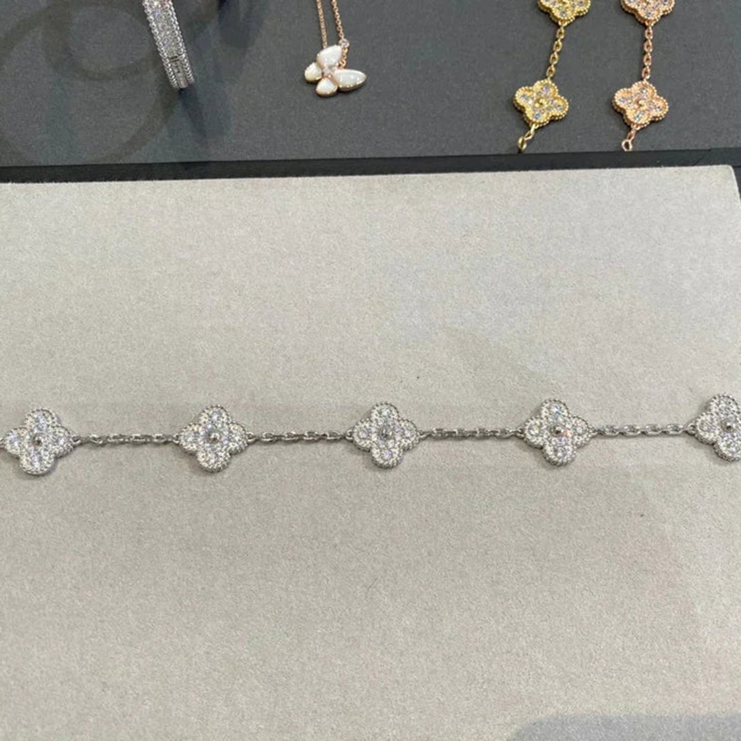 [CA]CLOVER 5 MOTIFS  DIAMOND BRACELET SILVER