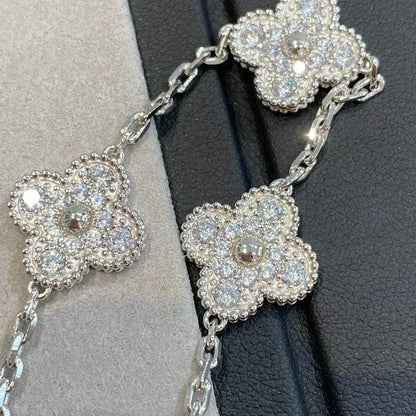 [CA]CLOVER 5 MOTIFS  DIAMOND BRACELET SILVER