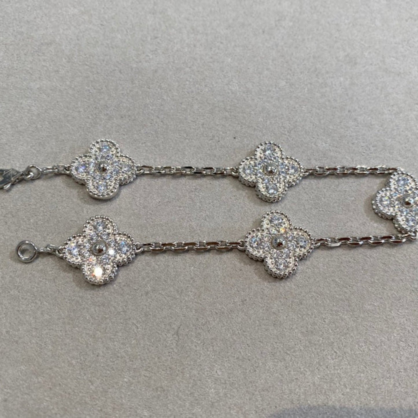 [CA]CLOVER 5 MOTIFS  DIAMOND BRACELET SILVER