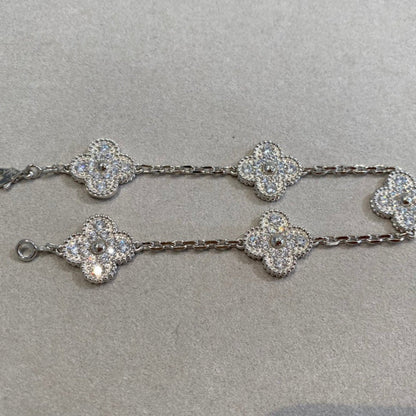 [CA]CLOVER 5 MOTIFS  DIAMOND BRACELET SILVER