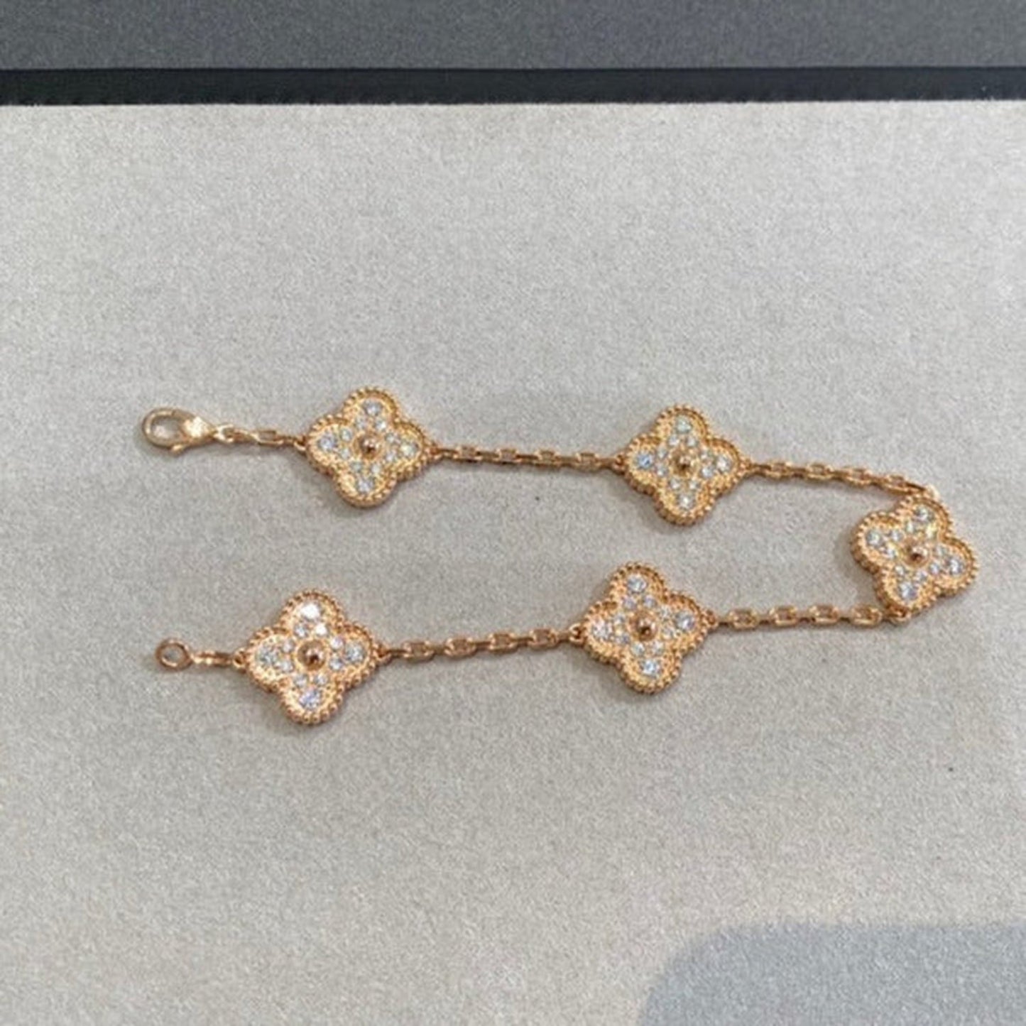 [CA]CLOVER 5 MOTIFS  FULL DIAMOND BRACELET