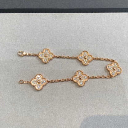 [CA]CLOVER 5 MOTIFS  FULL DIAMOND BRACELET