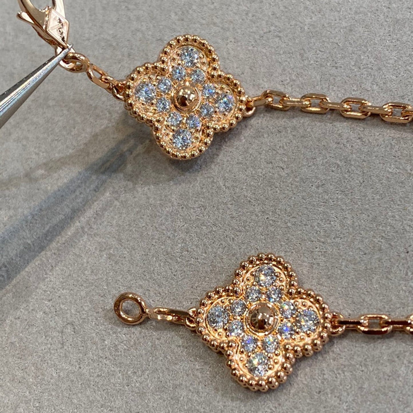 [CA]CLOVER 5 MOTIFS  FULL DIAMOND BRACELET