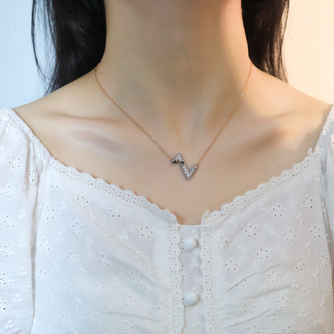 [CA]VOLT SILVER DIAMOND PEDANT NECKLACE